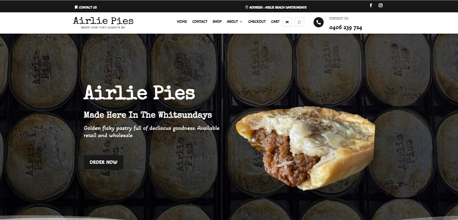 Airlie Pies website screenshot 